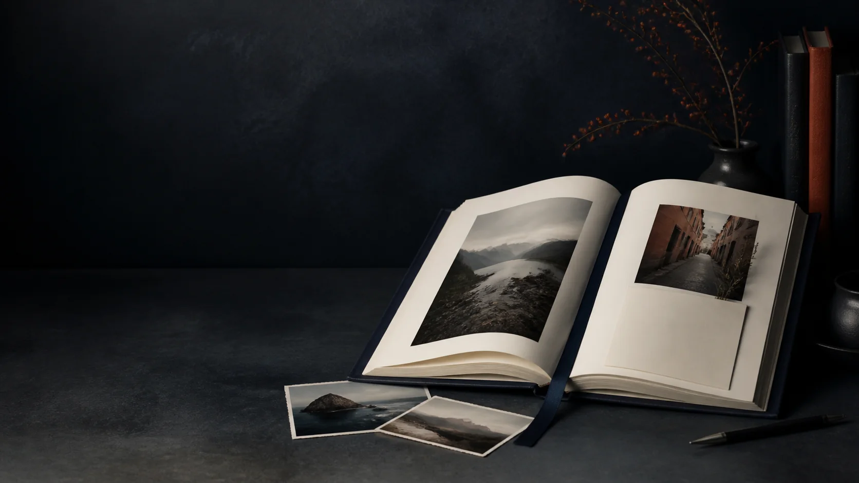 A premium bound travel journal with printed photographs