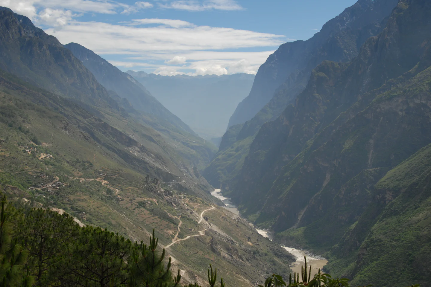 Panoramic view of Tiger Leaping Gorge in Yunnan, China